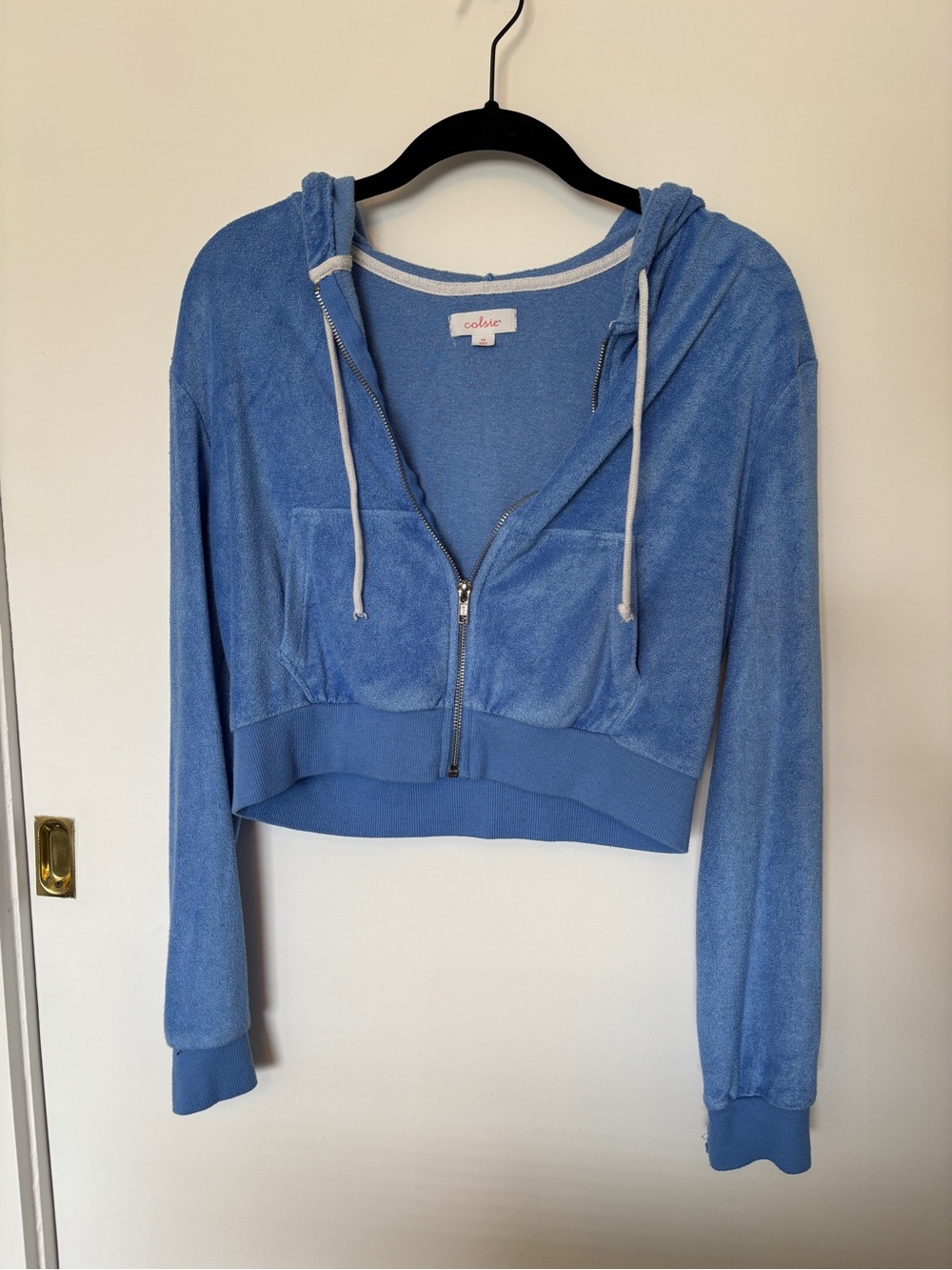 Blue cropped zip up jacket
